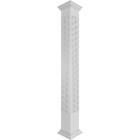 Craftsman Classic Square Non-Tapered Art Deco Fretwork Column W/ Crown Capital & Crown Base